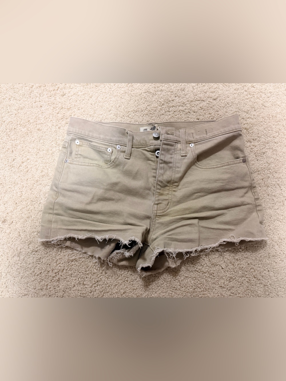 Madewell Frayed Hem Beige Denim Cutoff Shorts
